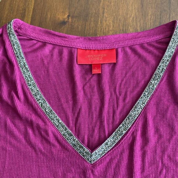 Jennifer Lopez Jeweled V-Neck Top - Picture 3 of 5